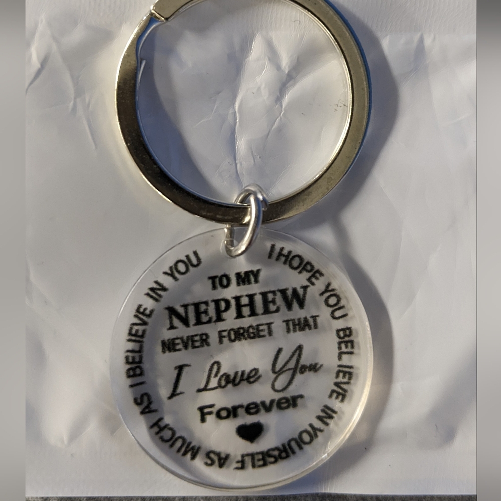 NEW To my Nephew keychain round‎ clear button